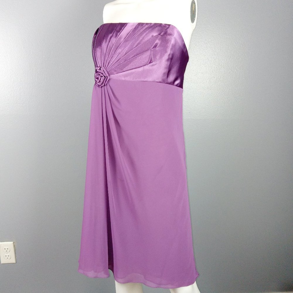 David's Bridal Women's Strapless Dress Size 12 Wisteria Purple Charmeuse Chiffon